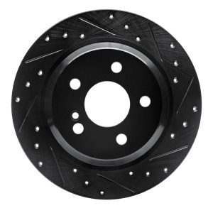 Mercedes-Benz CL500 Brake Rotor (1) - Rear Right - R1 Concepts - Drilled & Slotted - Black - `03-`06